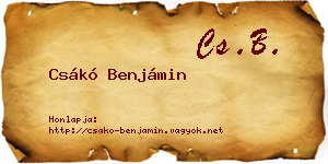 Csákó Benjámin névjegykártya